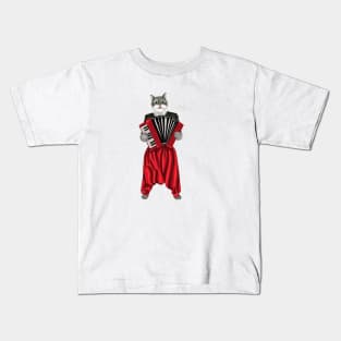 Cat Playing Accordion Christmas Gift Kids T-Shirt